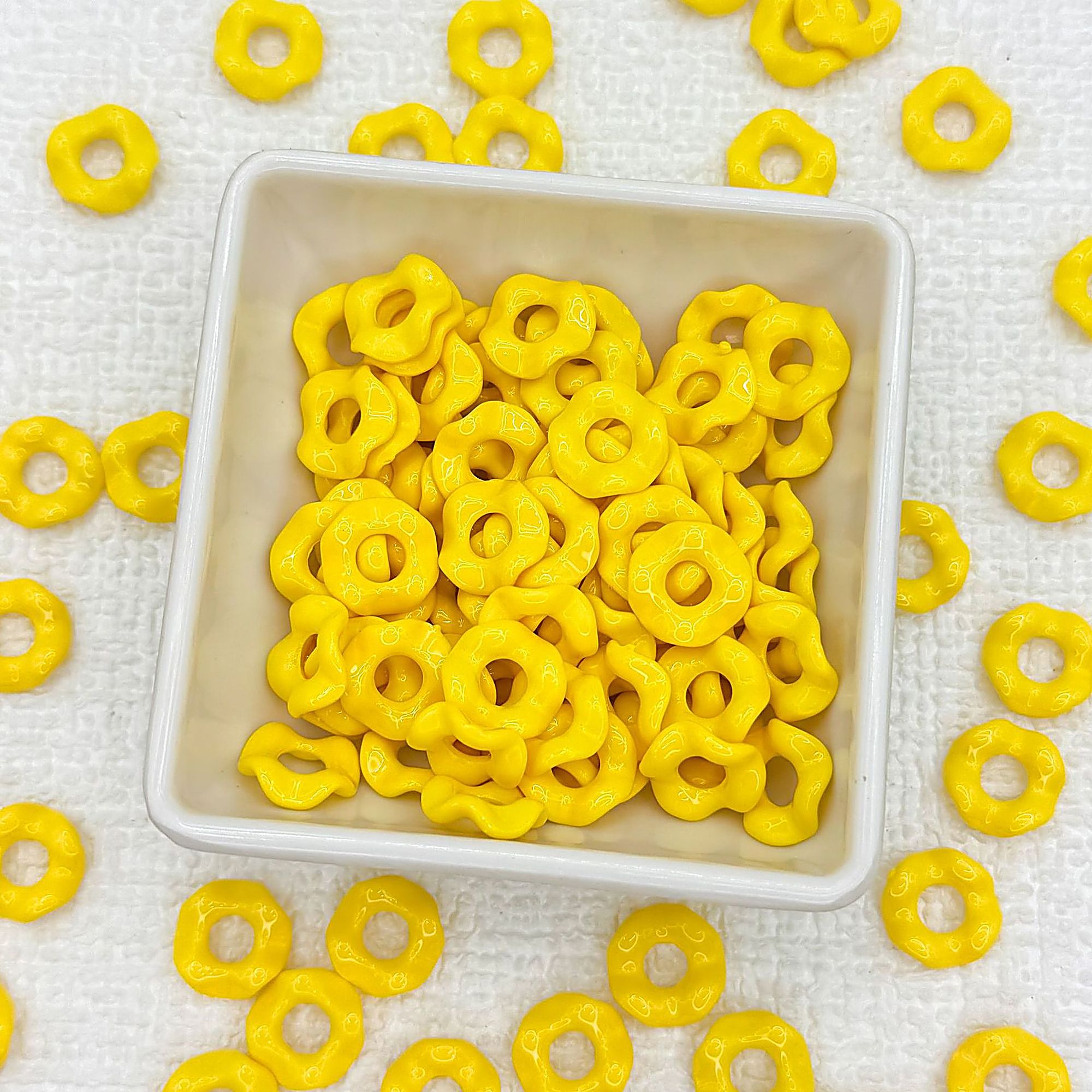 Acrylic Wavy Spacer Beads 12mm Baking Painted Colorful 50pcs - Yellow