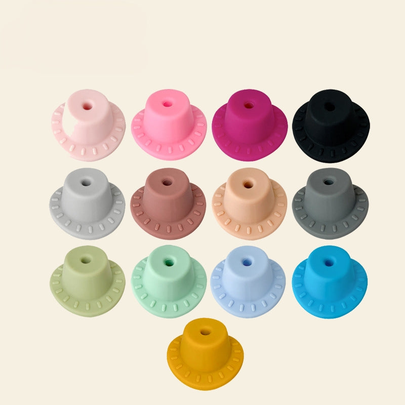 Silicone Focal Beads Hats Raised Dash Brim Detail 20pcs