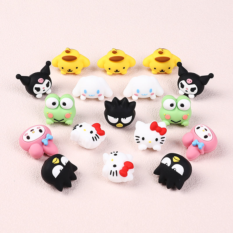 Silicone 3D Focal Beads Sanrio Avatar Smiling Faces Mixed Set 20pcs