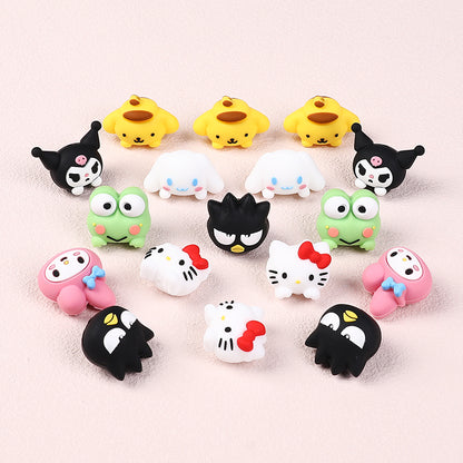 Silicone 3D Focal Beads Sanrio Avatar Smiling Faces Mixed Set 20pcs