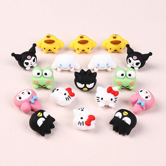 Silicone 3D Focal Beads Sanrio Avatar Smiling Faces Mixed Set 20pcs