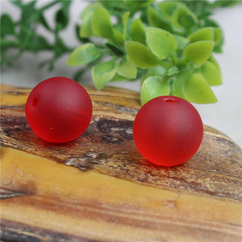 Frosted Round Glass Beads 6mm Assorted Colors Matte Finish 100pcs 13