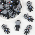 3D Black and White Robot Silicone Focal Beads 20pcs