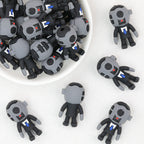 3D Black and White Robot Silicone Focal Beads 20pcs