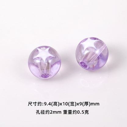 Star Pattern 10mm Acrylic Round Beads Shiny Surface 20pcs 5