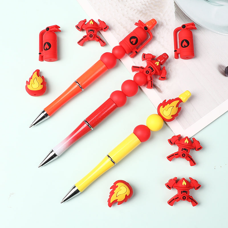 Silicone 3D Focal Beads Fire Fighting Fire Helmet Crossed Axes 20pcs 9