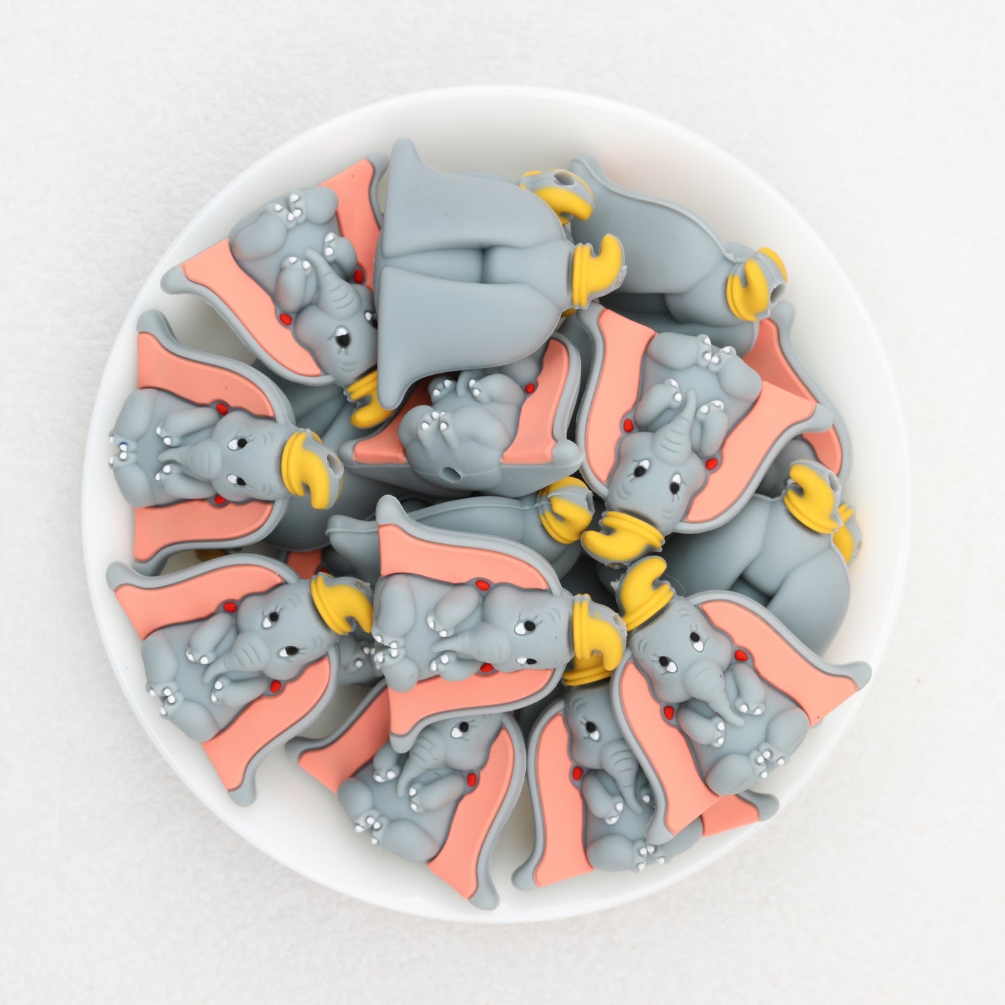 3D Gray Elephant Silicone Focal Beads with Big Ears 20pcs 2