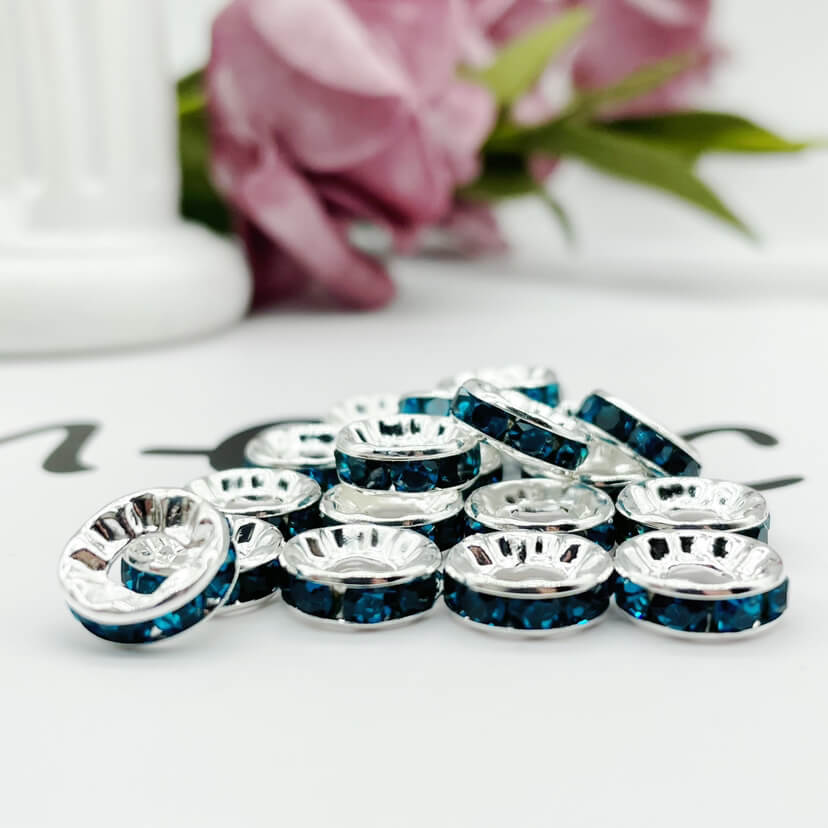 Copper Round Spacer Beads 10mm Large Hole Rhinestone 100pcs 10