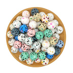 15mm Silicone Beads Terrazzo Print Multi Color 50pcs