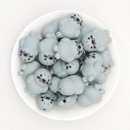 Silicone 3D Seal Focal Beads White and Gray 20pcs 3