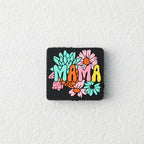 Silicone Focal Beads Flower MAMA Square Colorful Text 20pcs