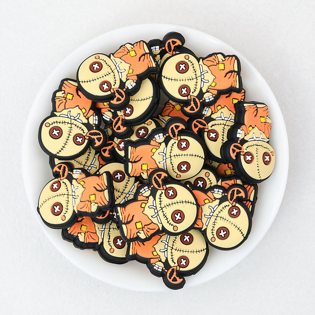 Halloween Doll Silicone Focal Beads Orange 20pcs