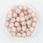 Colorful Floral Pattern 15mm Round Silicone Beads 50pcs 8