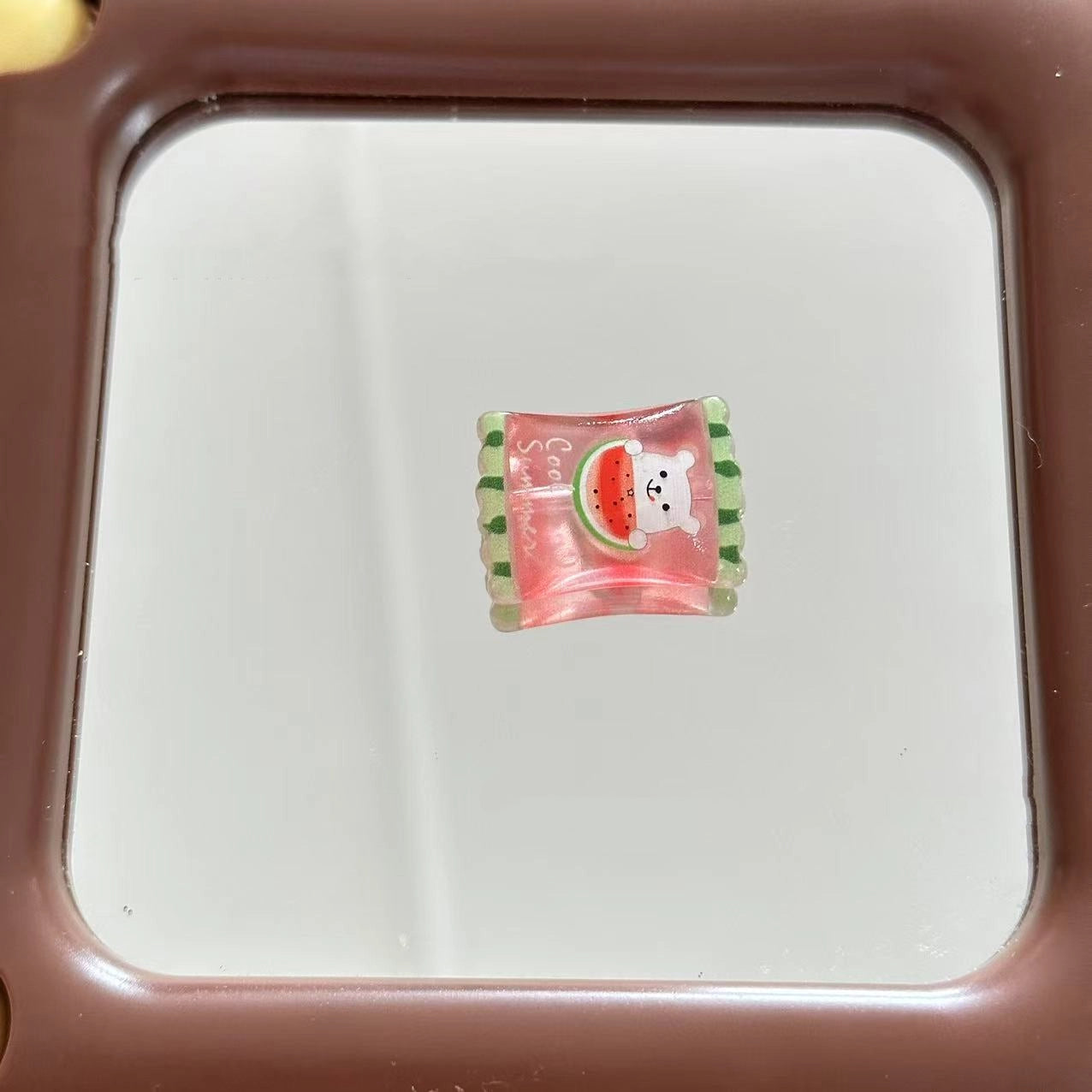 Square Acrylic Beads 25mm Watermelon Printed Snack Bag Style 10pcs 6