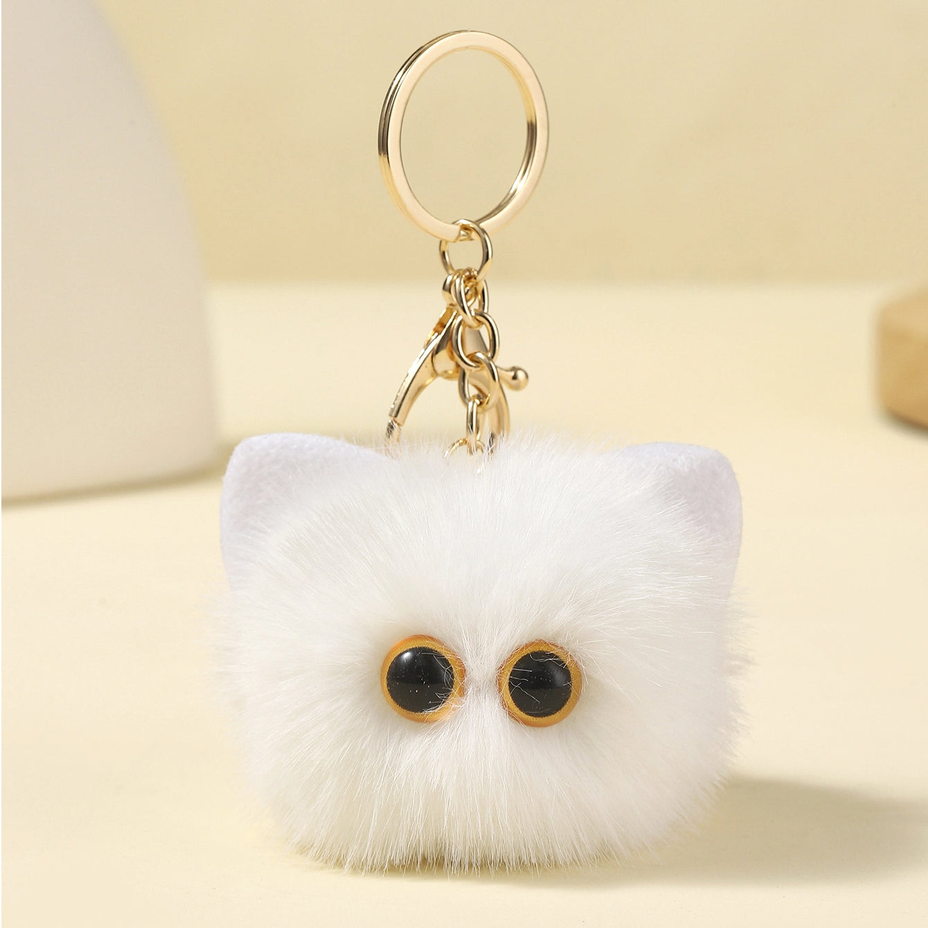 Plush Cat Keychain Faux Fur Soft 13cm 2pcs Set 8