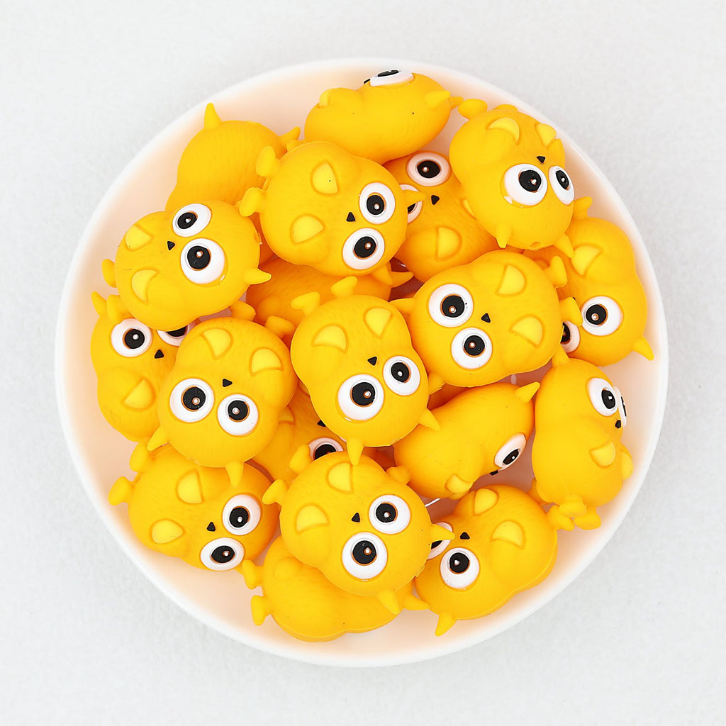 Yellow Monster 3D Silicone Focal Beads 20 pcs