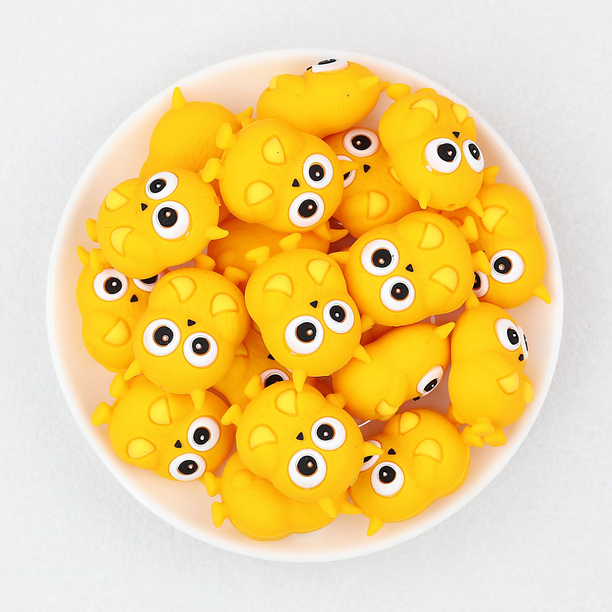 Yellow Monster 3D Silicone Focal Beads 20 pcs