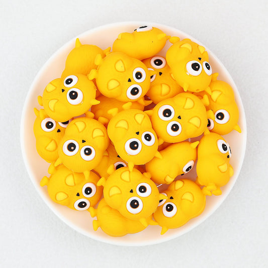 Yellow Monster 3D Silicone Focal Beads 20 pcs