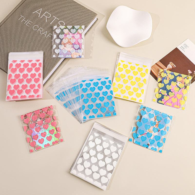 Self Adhesive OPP Bags Full Heart Pattern 8x10+3cm 200pcs