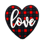 Silicone Focal Beads Valentine Grid Heart Love Script 20pcs
