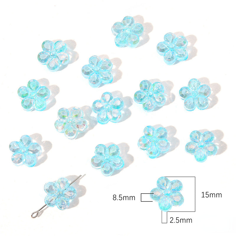 Transparent Flower Acrylic Beads 15x18mm Iridescent Pastel 40pcs 9