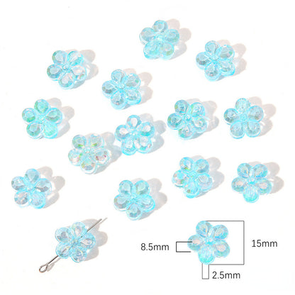 Transparent Flower Acrylic Beads 15x18mm Iridescent Pastel 40pcs 9