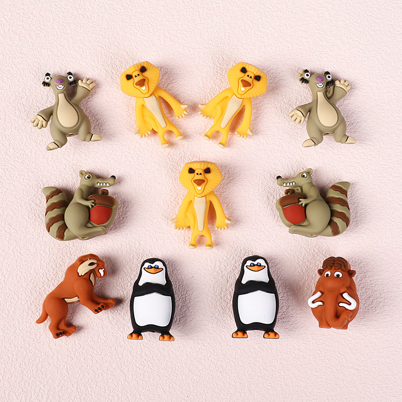 Silicone 3D Focal Beads Penguins Of Madagascar Animated Characters 20pcs