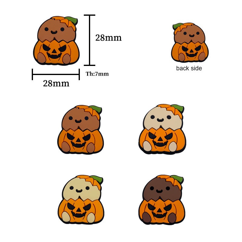 Silicone Focal Beads Chicken Pumpkin Halloween Smiling Face 20pcs 2