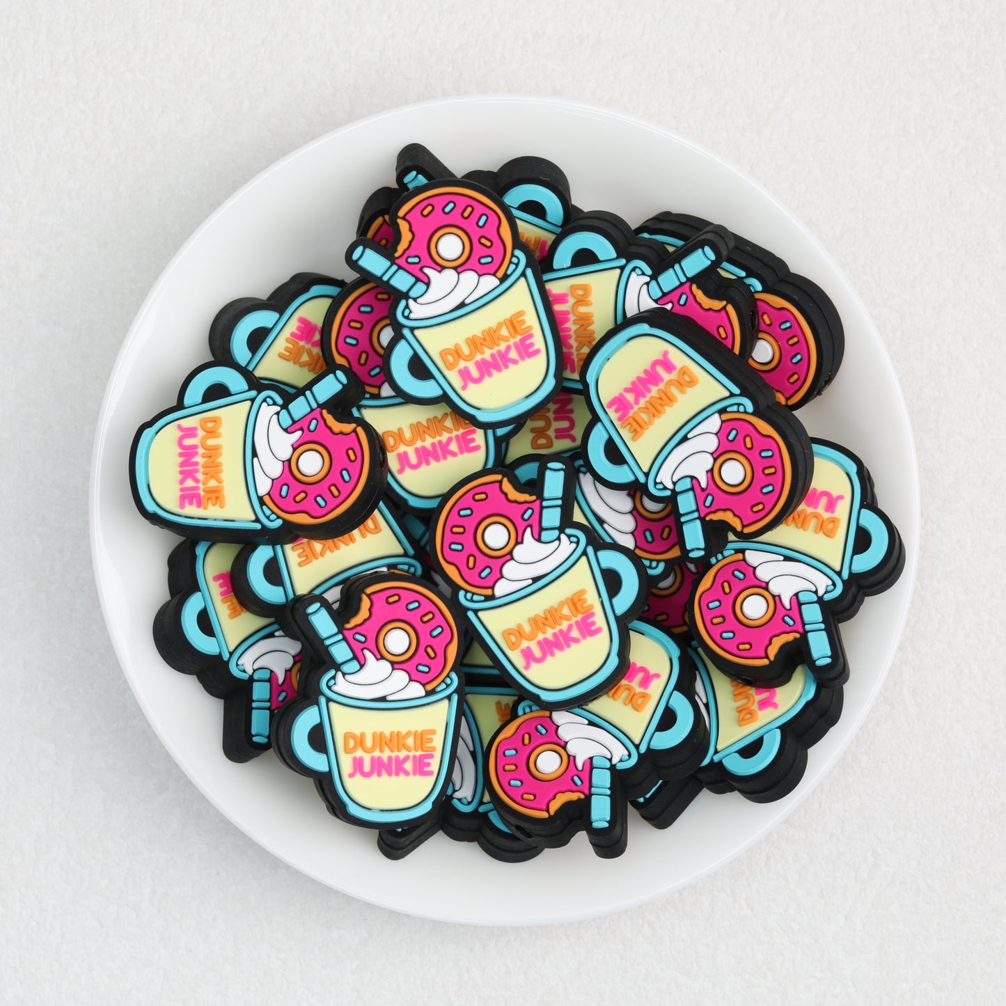 Drink Theme Silicone Focal Beads with Donut and Cup Design 20pcs 2