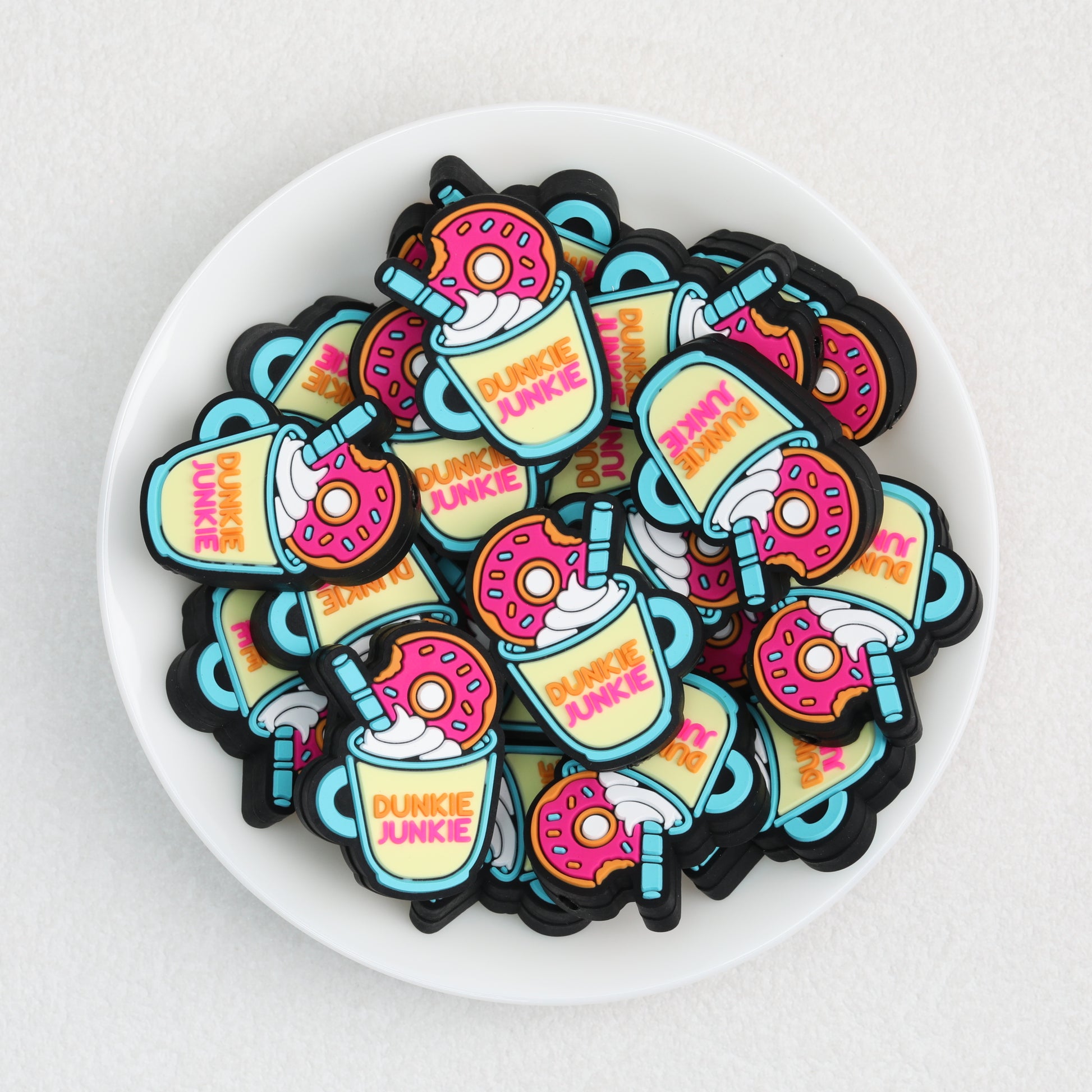 Drink Theme Silicone Focal Beads with Donut and Cup Design 20pcs 2