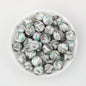 15mm Black and White Patterned Print Round Silicone Beads 50pcs - Dollar