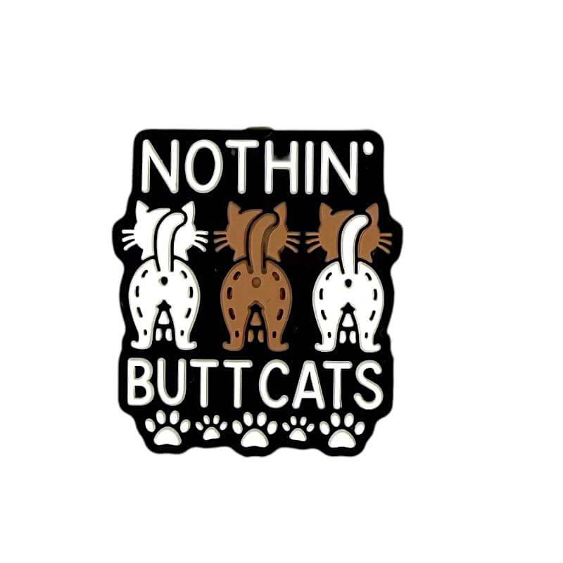 Silicone Focal Beads Cat Butt Trio Text Bold White Brown 20pcs
