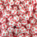 15mm Silicone Beads Red Lucky Letter Print 50pcs