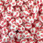 15mm Silicone Beads Red Lucky Letter Print 50pcs