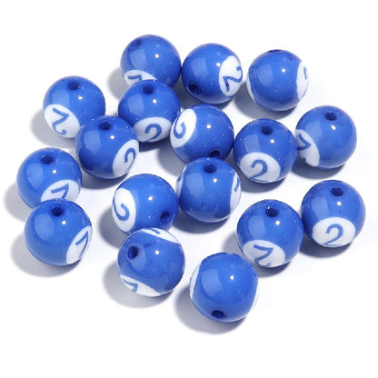 Colored Billiard Ball Round Acrylic Beads 16mm Glossy 10pcs 7