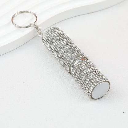 Rhinestone Perfume Spray Bottle Keychain Zinc Alloy 5ml Pink - white
