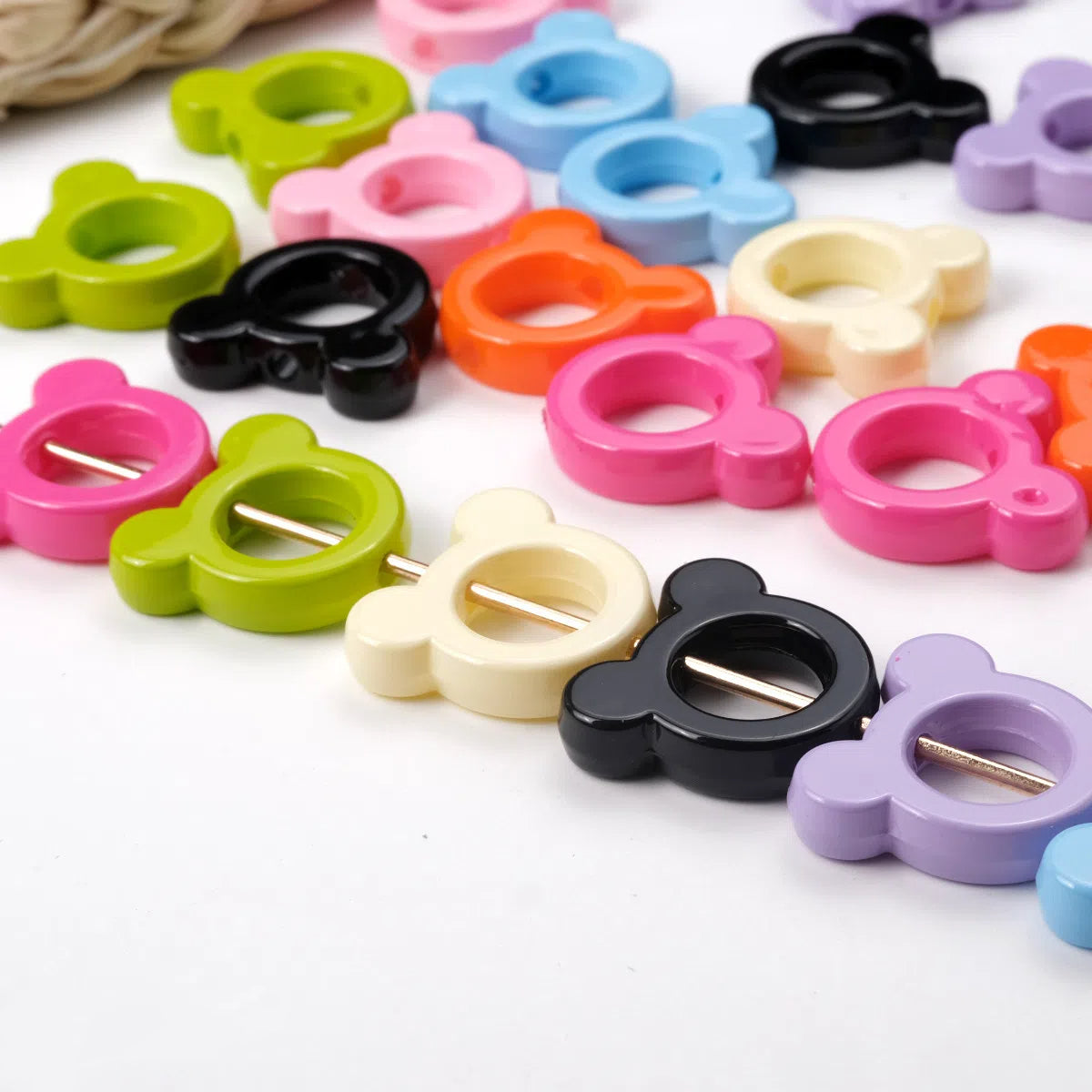 Glossy Painted 22mm Hollow Mickey Head Acrylic Bead Frame 50pcs 2