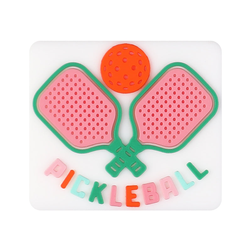 Silicone Focal Beads Pickball Theme Playful Paddles Pastel Colors 20pcs 13