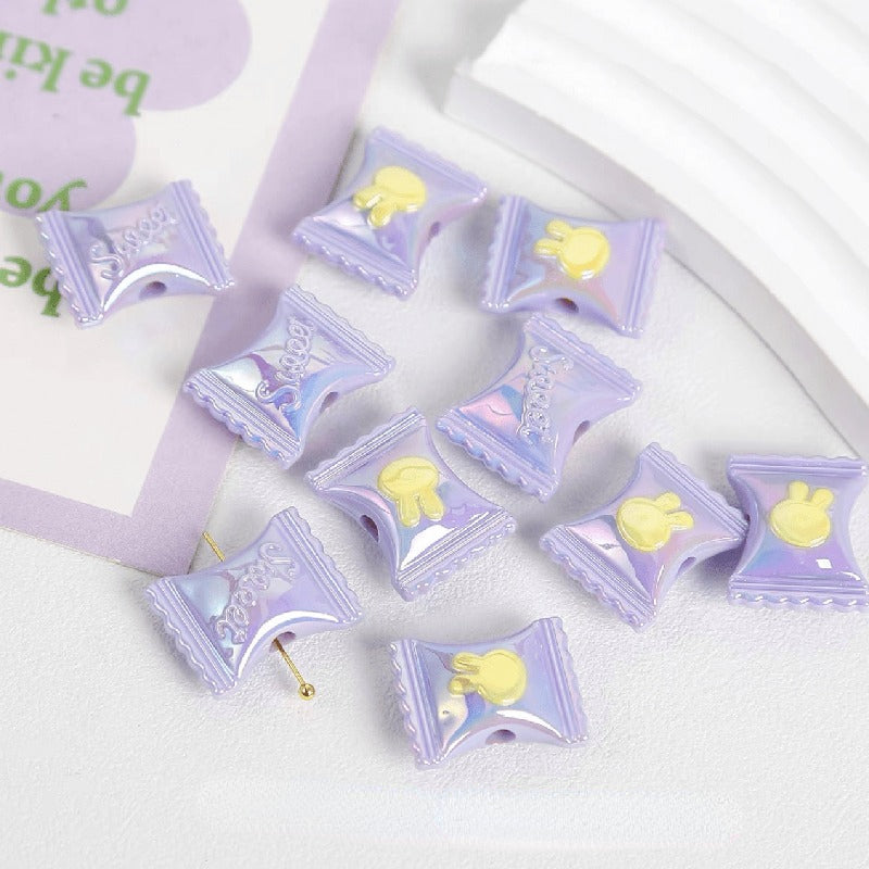 Rabbit Candy Acrylic Beads 11x21mm Glossy Pastel Colors 10pcs 7