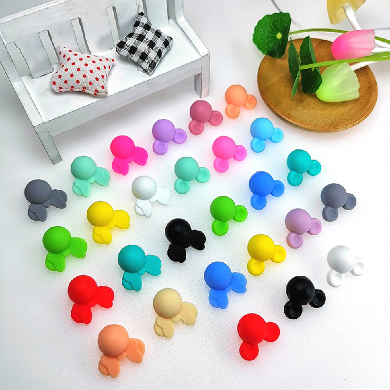 Silicone Focal Beads Mickey Minnie Mouse Ear Design Smooth Matte 20pcs 6