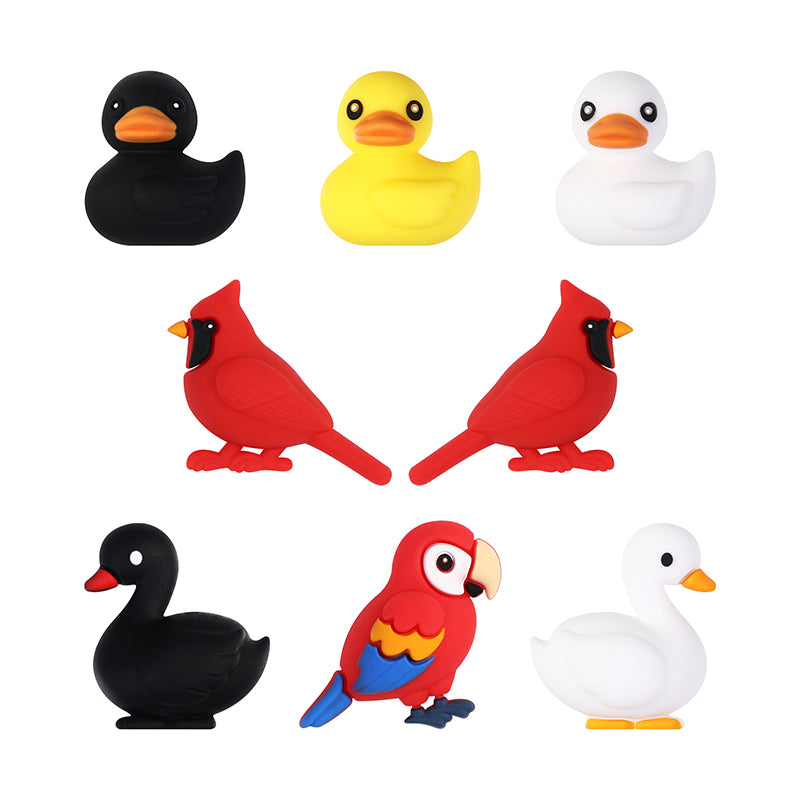 3D Black White Swan Cardinals Silicone Focal Beads 20Pcs  8