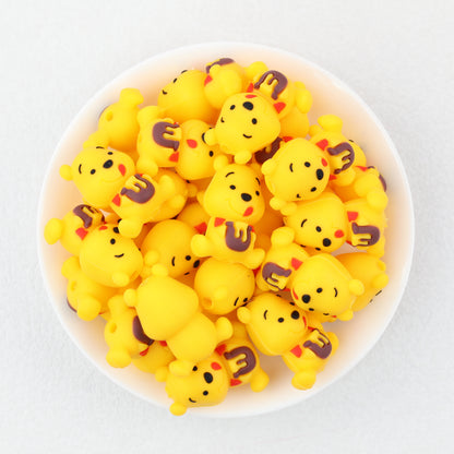 Silicone 3D Focal Beads Honey Winnie the Pooh Cheerful Bear Honey Pot