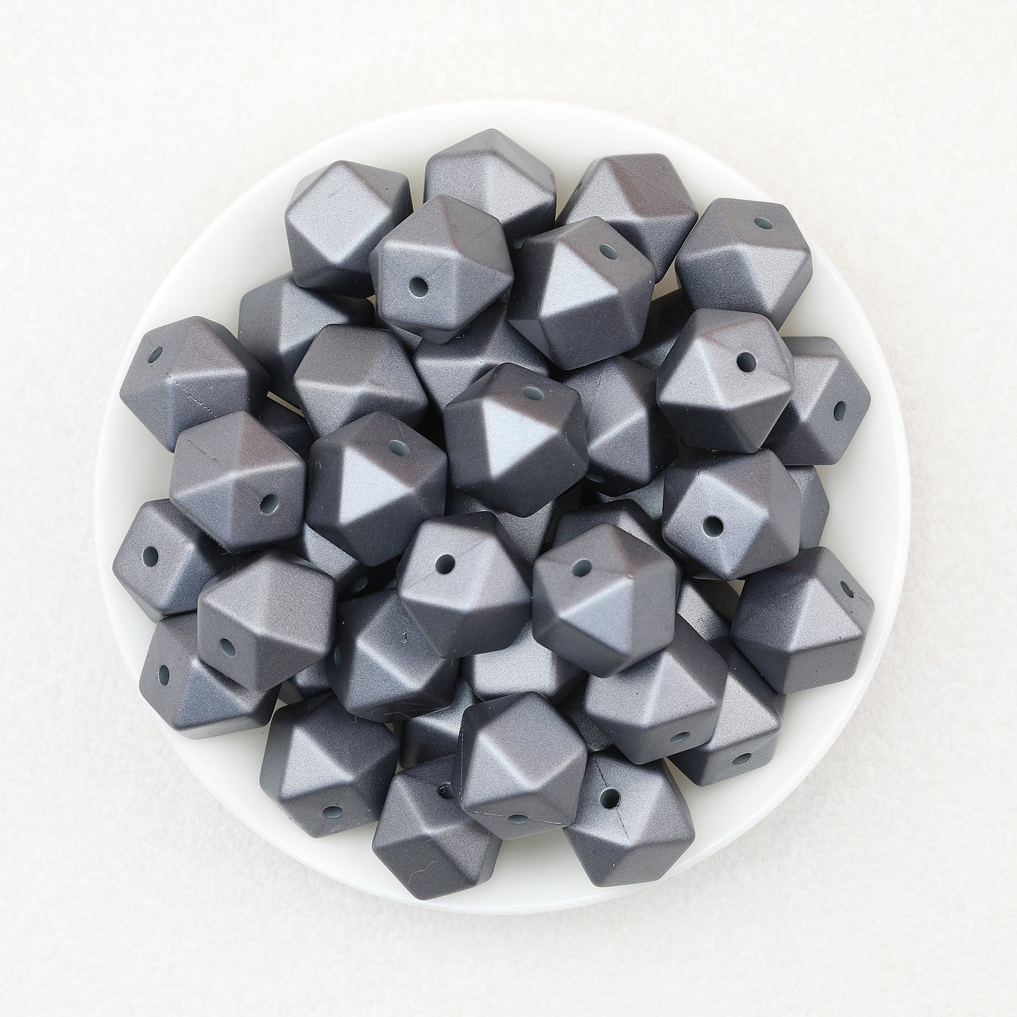 14mm Metallic Hexagon Silicone Beads 50pcs 5