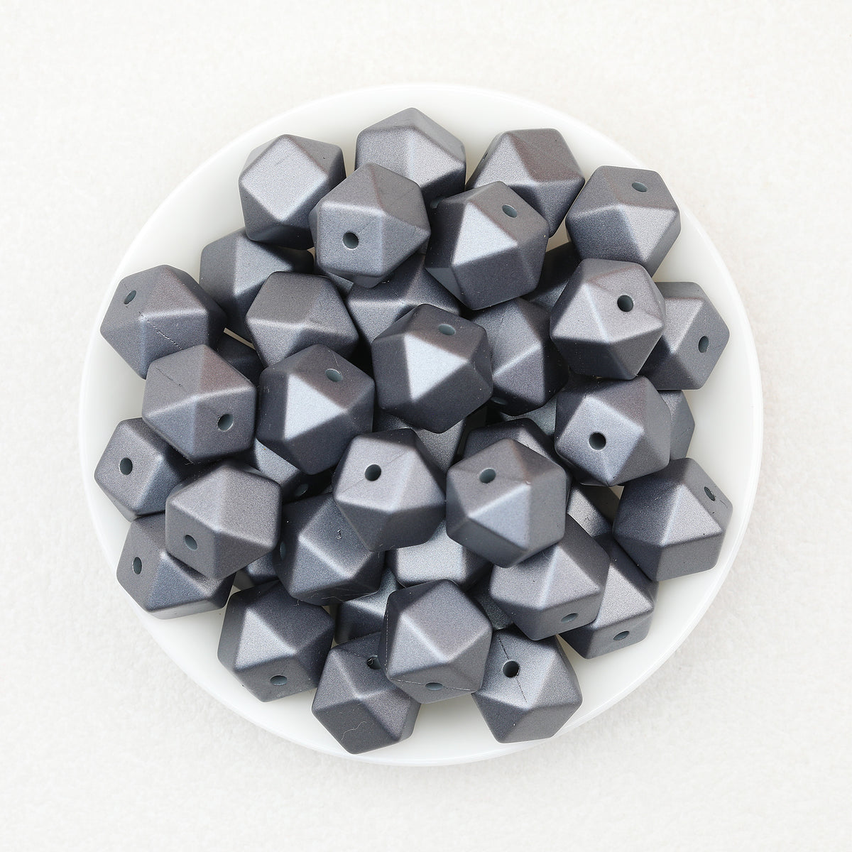 14mm Metallic Hexagon Silicone Beads 50pcs 5