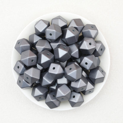14mm Metallic Hexagon Silicone Beads 50pcs 5