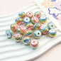 Striped Rainbow Acrylic Beads 16mm Glossy Round 10pcs 9