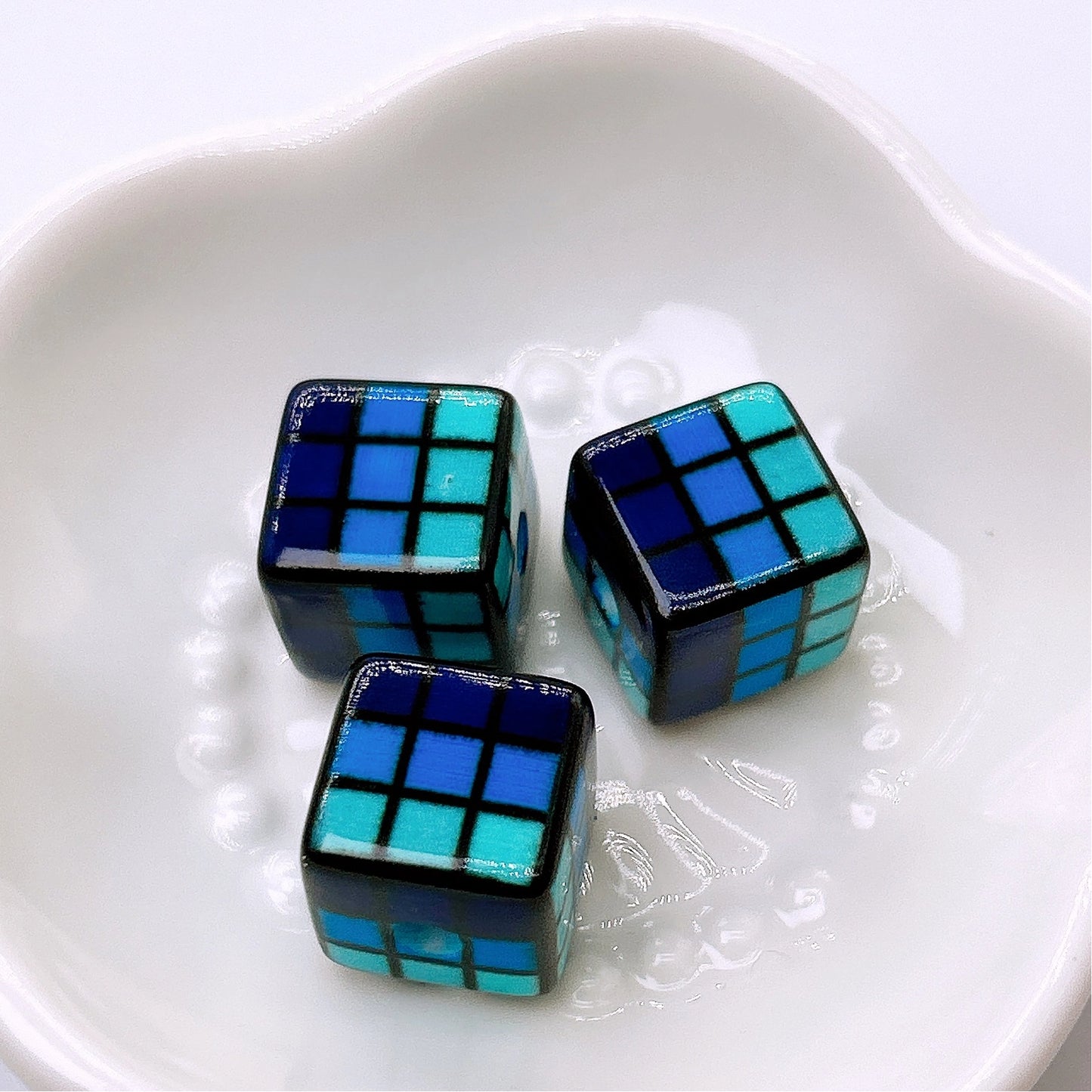 Rubik's Cube Printed Acrylic Square Beads 14mm Colorful Glossy 100pcs 8