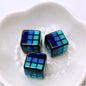 Rubik's Cube Printed Acrylic Square Beads 14mm Colorful Glossy 100pcs 8