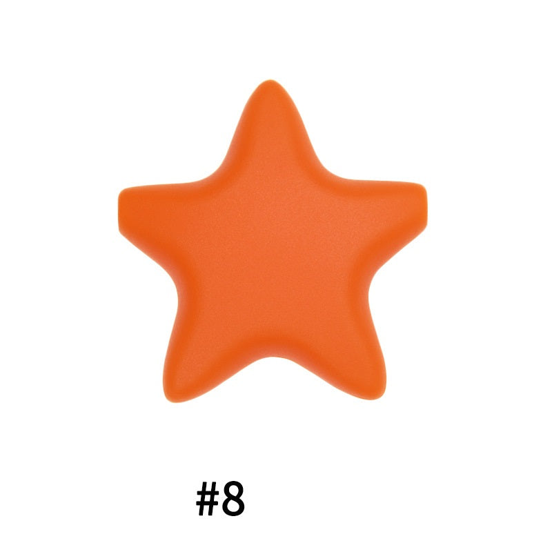 Star Shaped 45mm Silicone Beads Smooth Surface 50pcs 18
