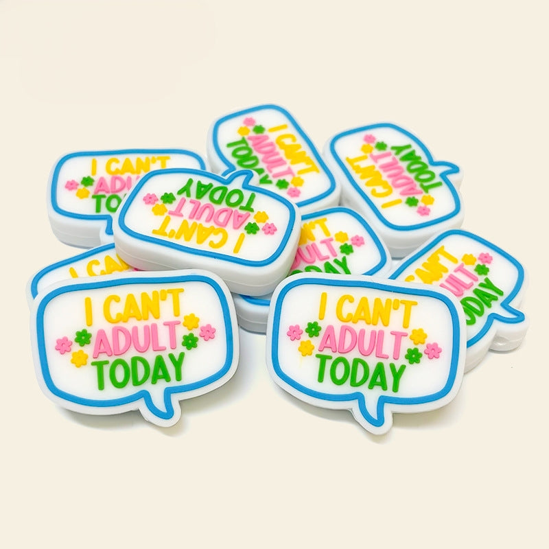 Silicone Focal Beads I Can't Adult Today Speech Bubble Flower Accents 20pcs
